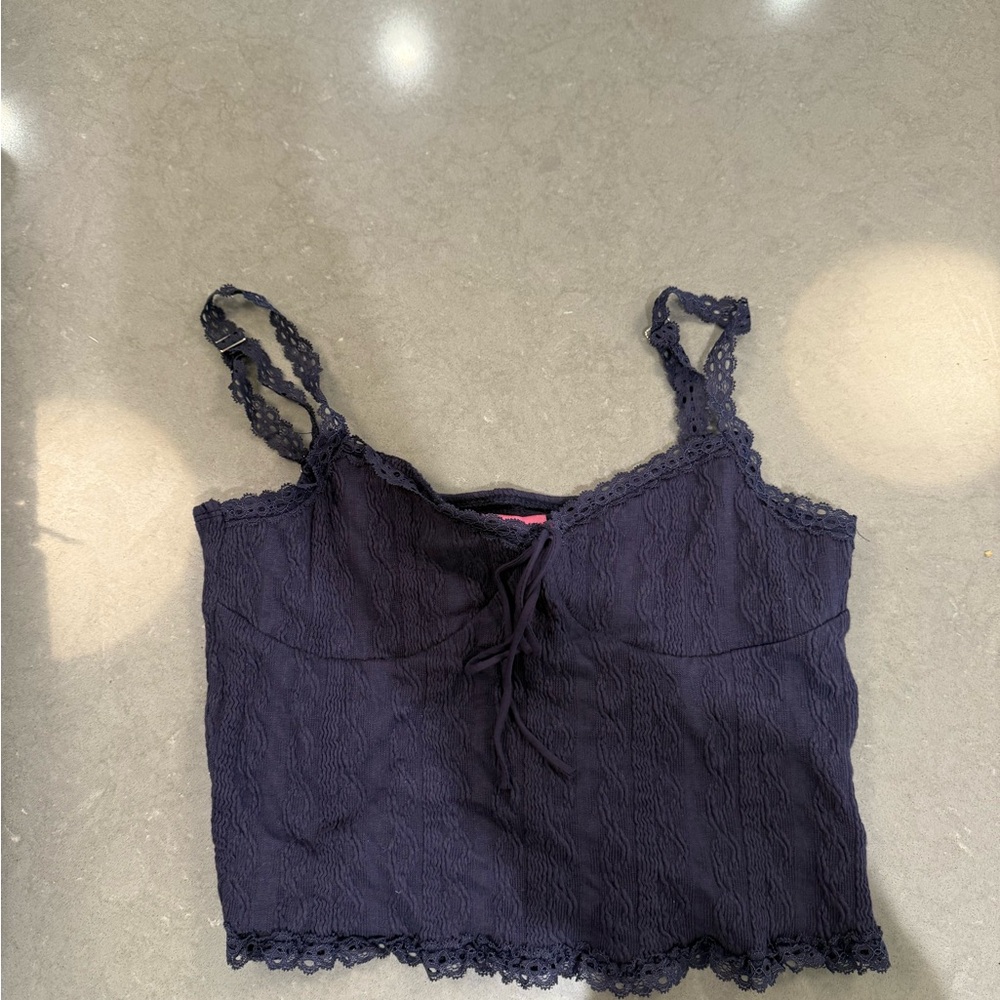 Edikted Navy Lace Crop Top